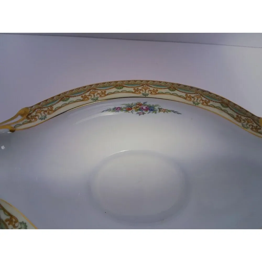Vintage 30s Noritake Ashley Pattern Gravy Boat w Attached Underplate Fine China